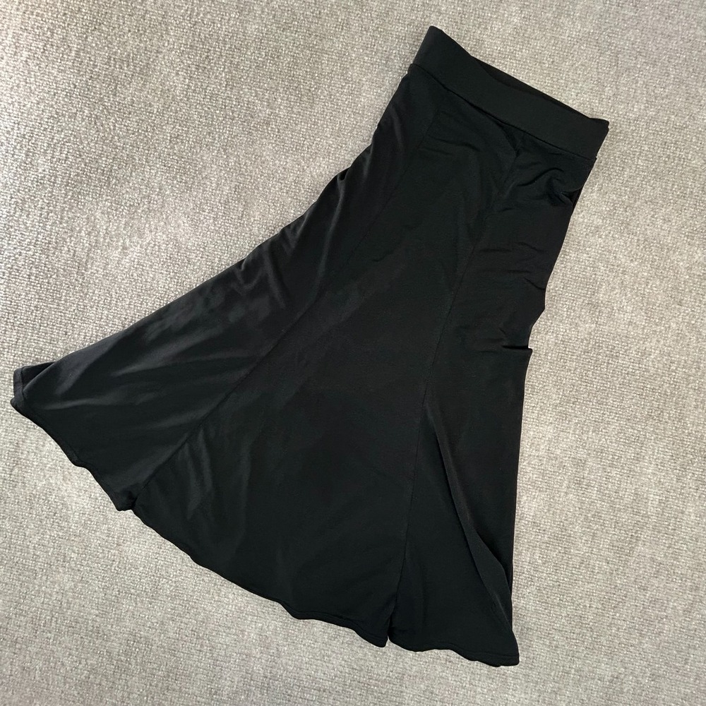 George A Line Skirt Womens XL Black Midi Stretch Elastic Waist Modern Minimalist